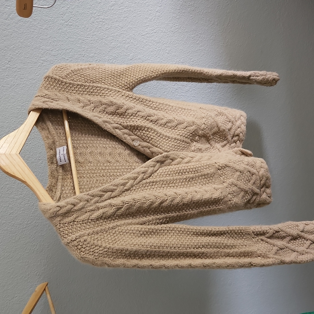 Philosophy Di Albery Ferretti Tan Cardigan, size 8